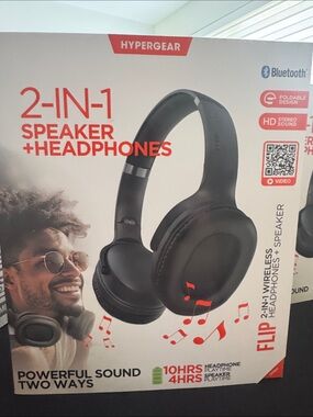 Black 2-in-1 Wireless Over-Ear Headphones with Speaker